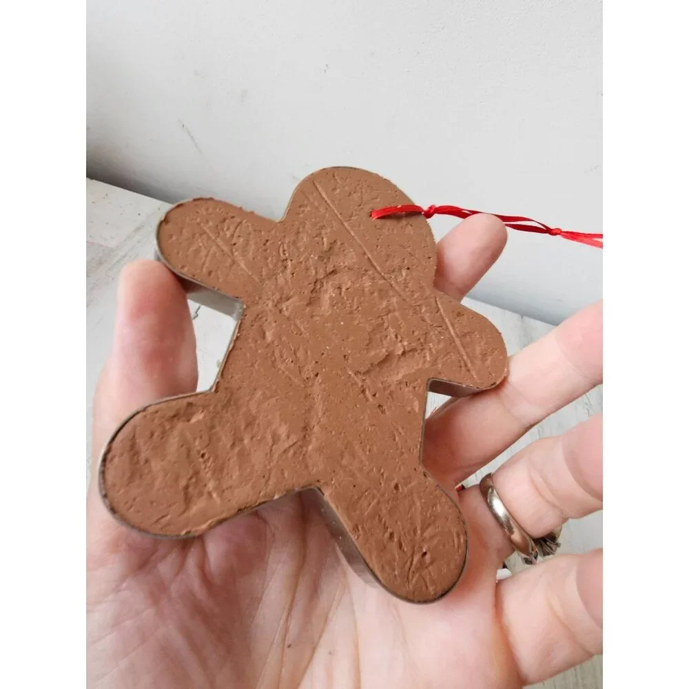 Vintage gingerbread cookie cutter ornament Xmas peppermint tree unique glitter s